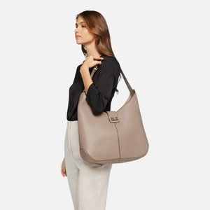 Geox Beige Leather Tote Bag